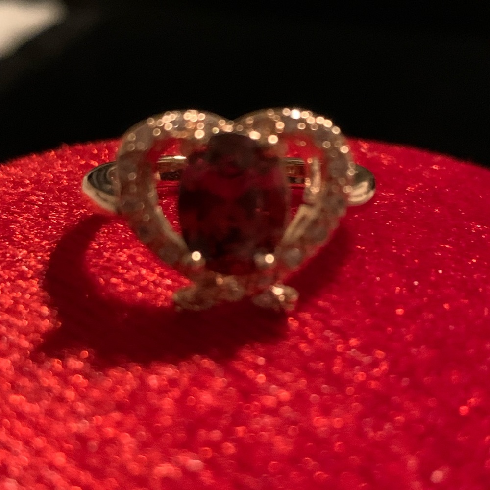 Red CZ Knot Ring - Picture 2 of 6